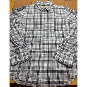 Boss Orange Hugo Boss Button Front Shirt‎ Mens Sz XL Blue Plaid Long Sleeve